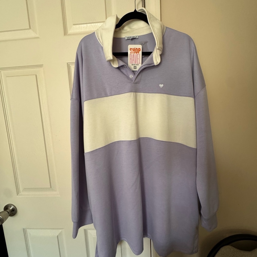 White Birch Lavender and White Sweater